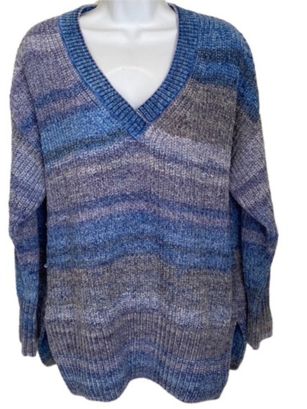 Seven7 sweater women chenille blue color M lagenlook soft casual cozy festival